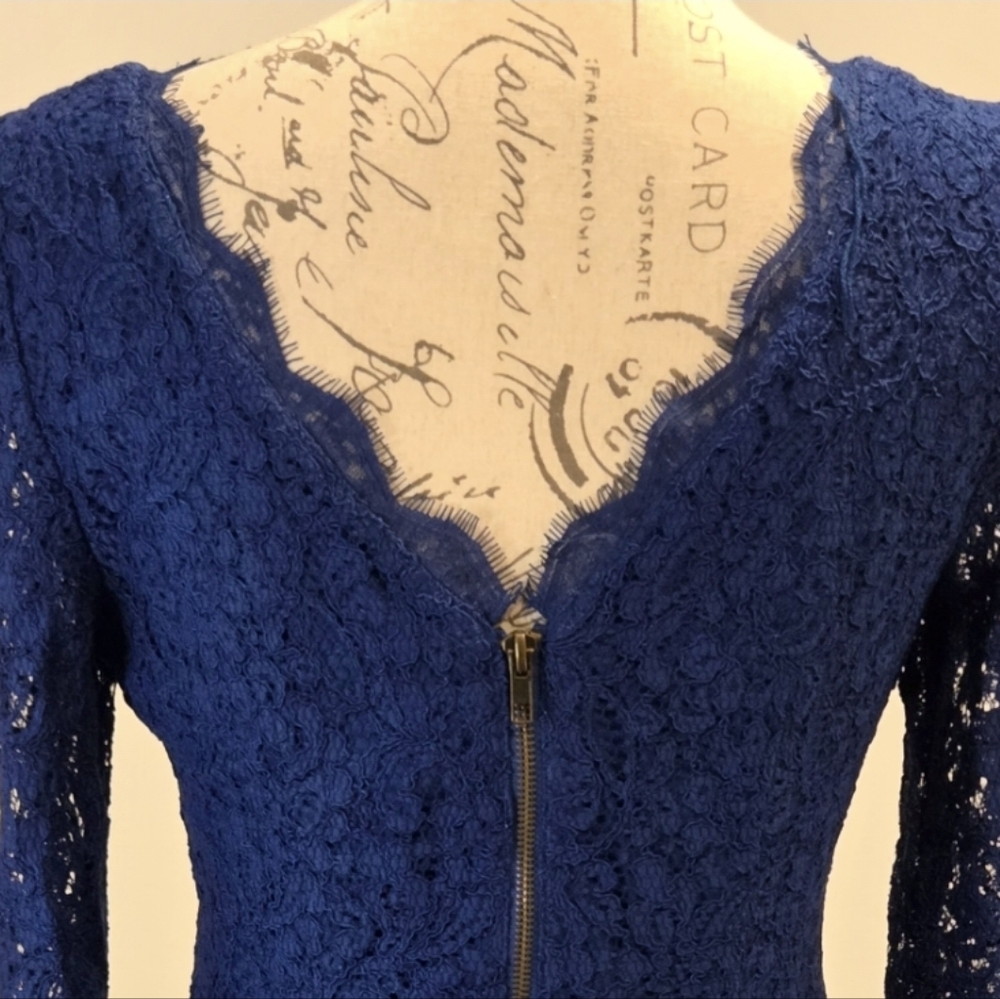 Adrianna Papell Royal Blue Lace Dress, Size 6. - Picture 15 of 16